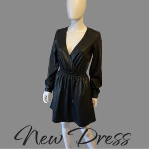 Vegan leather dress with pockets